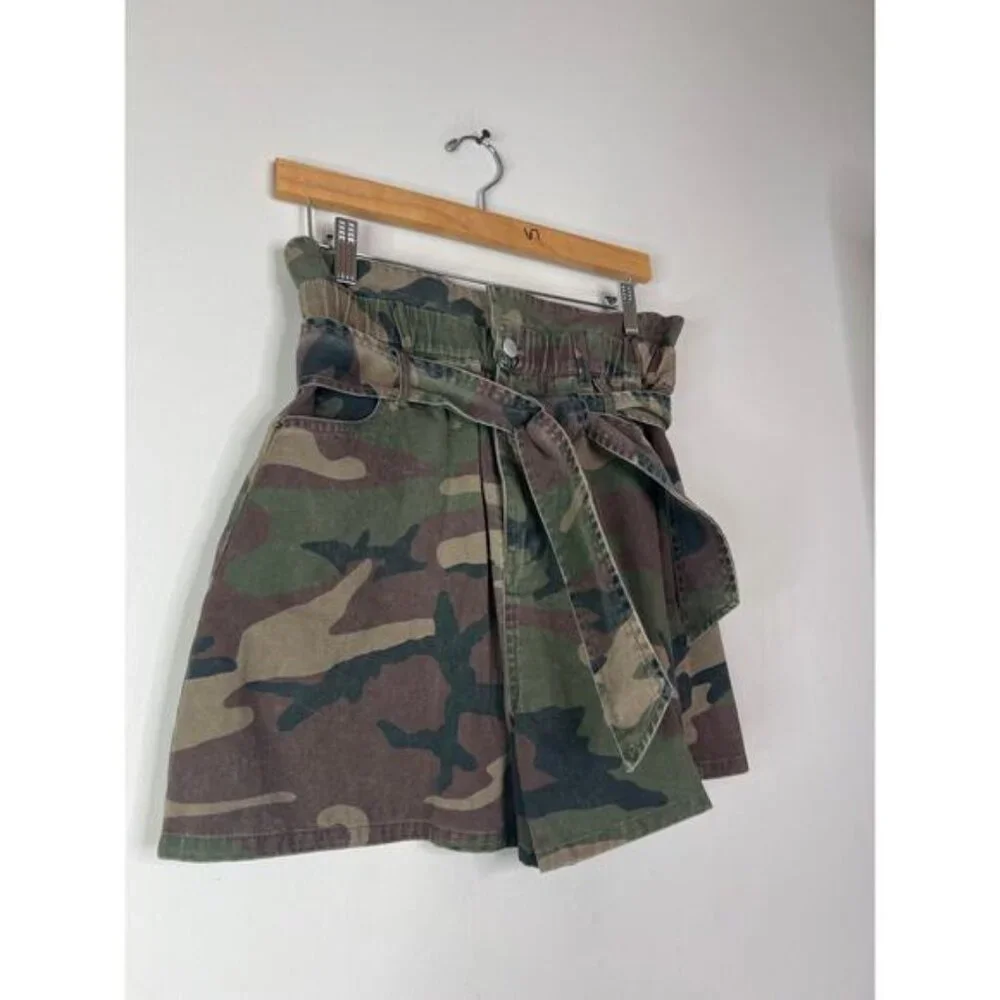 NWT Marissa Webb Monty Camouflage Paperbag High Waist Shorts Multi Size: 6 - Picture 3 of 8